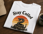 Stay Coiled Snake T-Shirt — Retro Vintage Sunset Graphic Tee