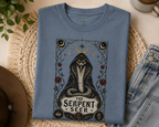 Serpent Seer T-Shirt — Mystical Cobra & Moon Phase Graphic Tee
