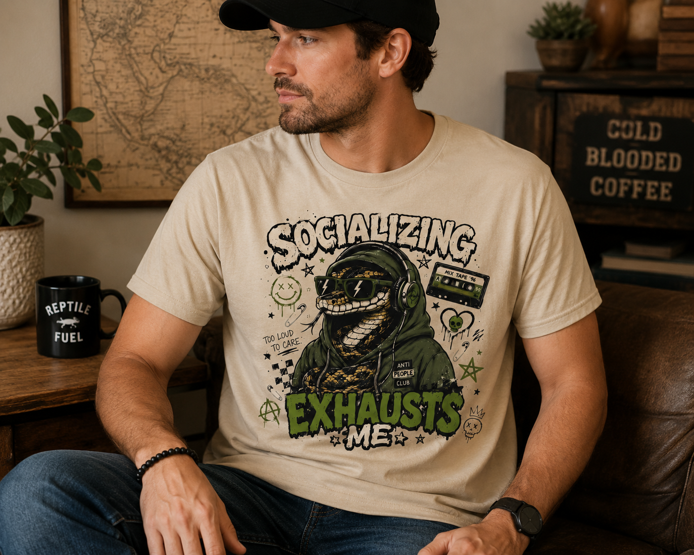Socializing Exhausts Me T-Shirt — Funny Introvert Graphic Tee