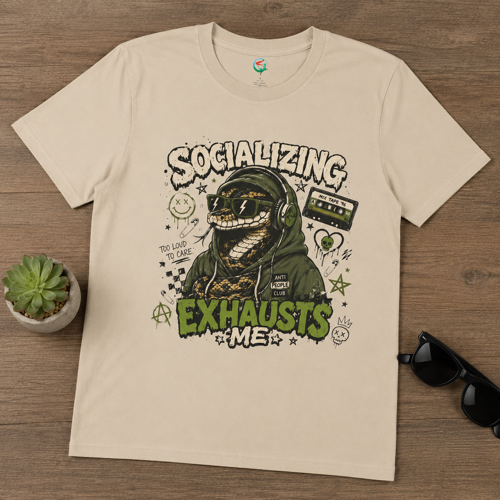 Socializing Exhausts Me T-Shirt — Funny Introvert Graphic Tee