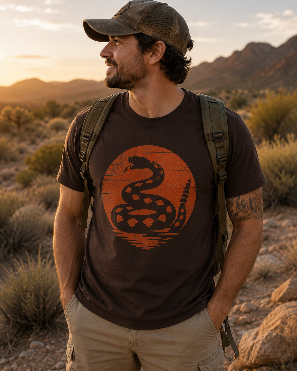 Vintage Rattlesnake Sunset Shirt | Western Snake Graphic Tee