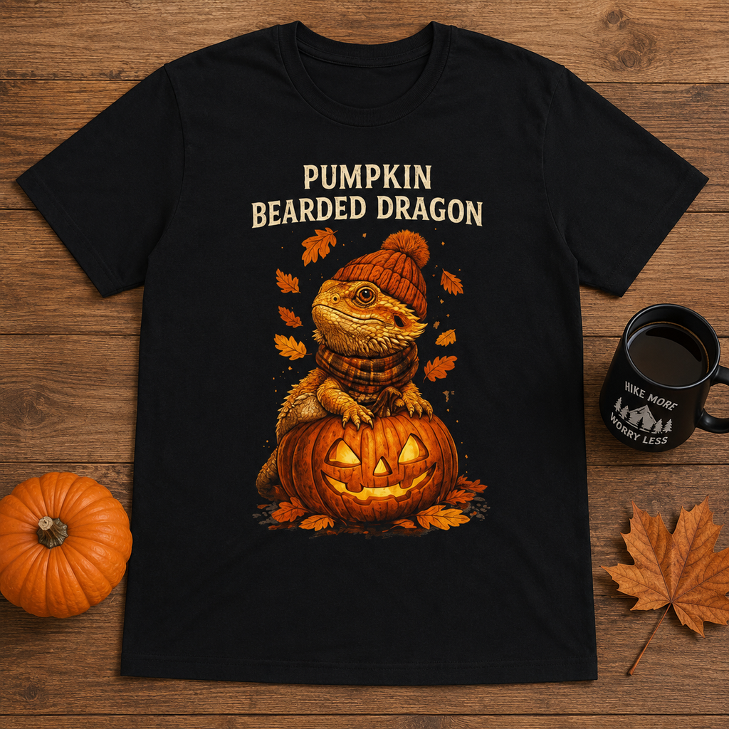 Pumpkin Bearded Dragon T-Shirt — Cute Fall Halloween Reptile Tee