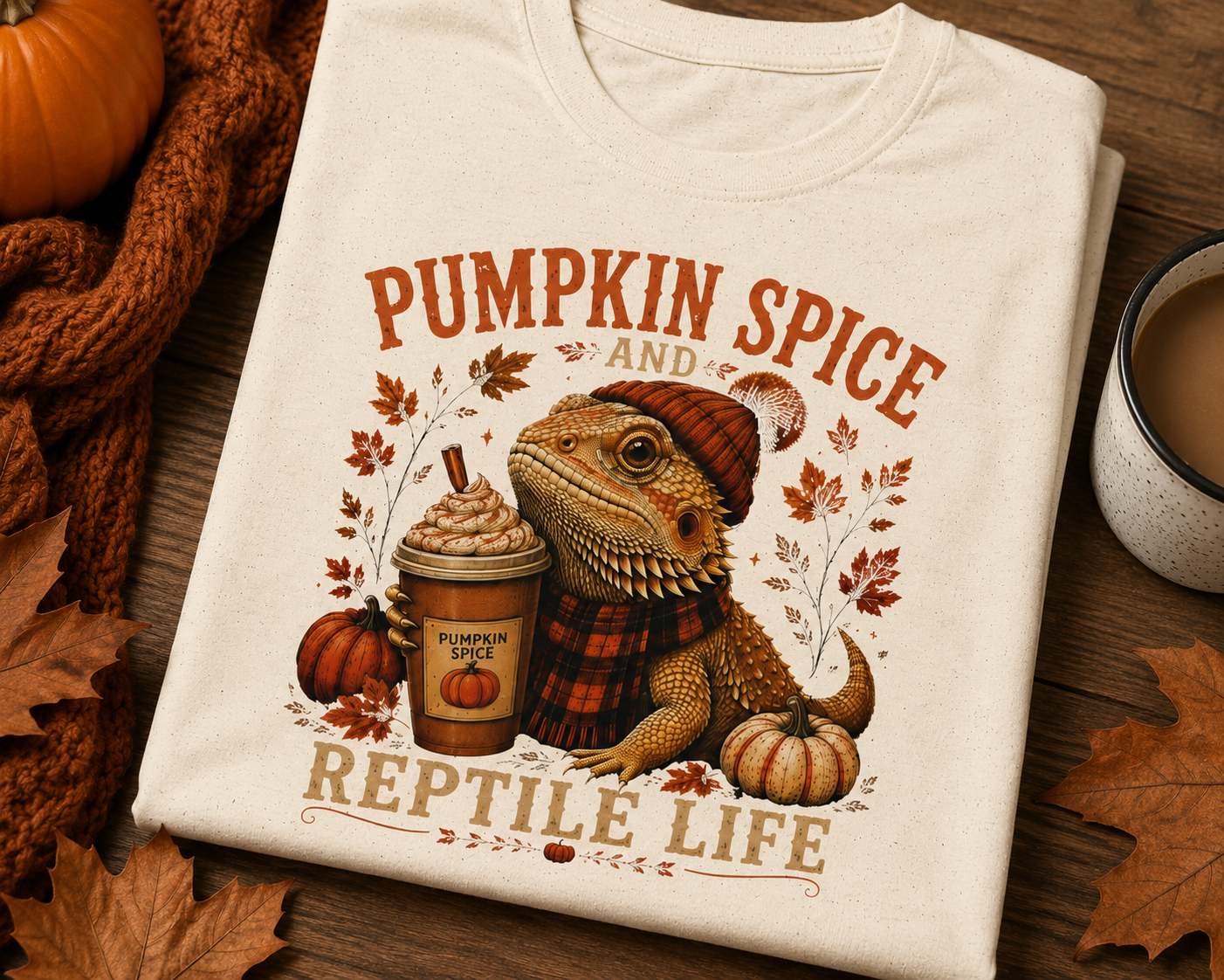 Pumpkin Spice and Reptile Life Shirt | Cute Bearded Dragon Fall Tee