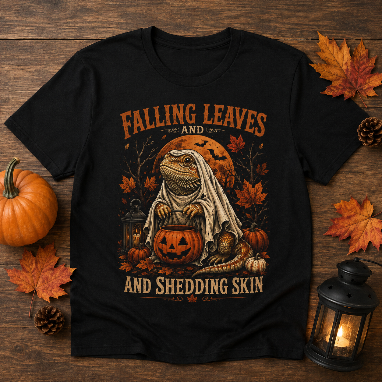 Falling Leaves and Shedding Skin Shirt | Funny Bearded Dragon Halloween Tee