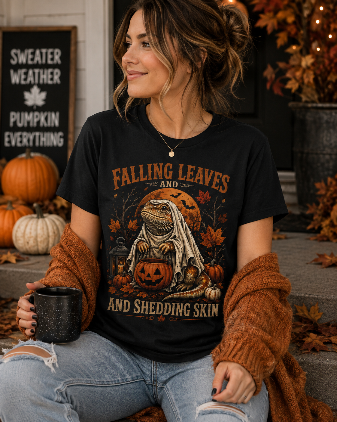 Falling Leaves and Shedding Skin Shirt | Funny Bearded Dragon Halloween Tee