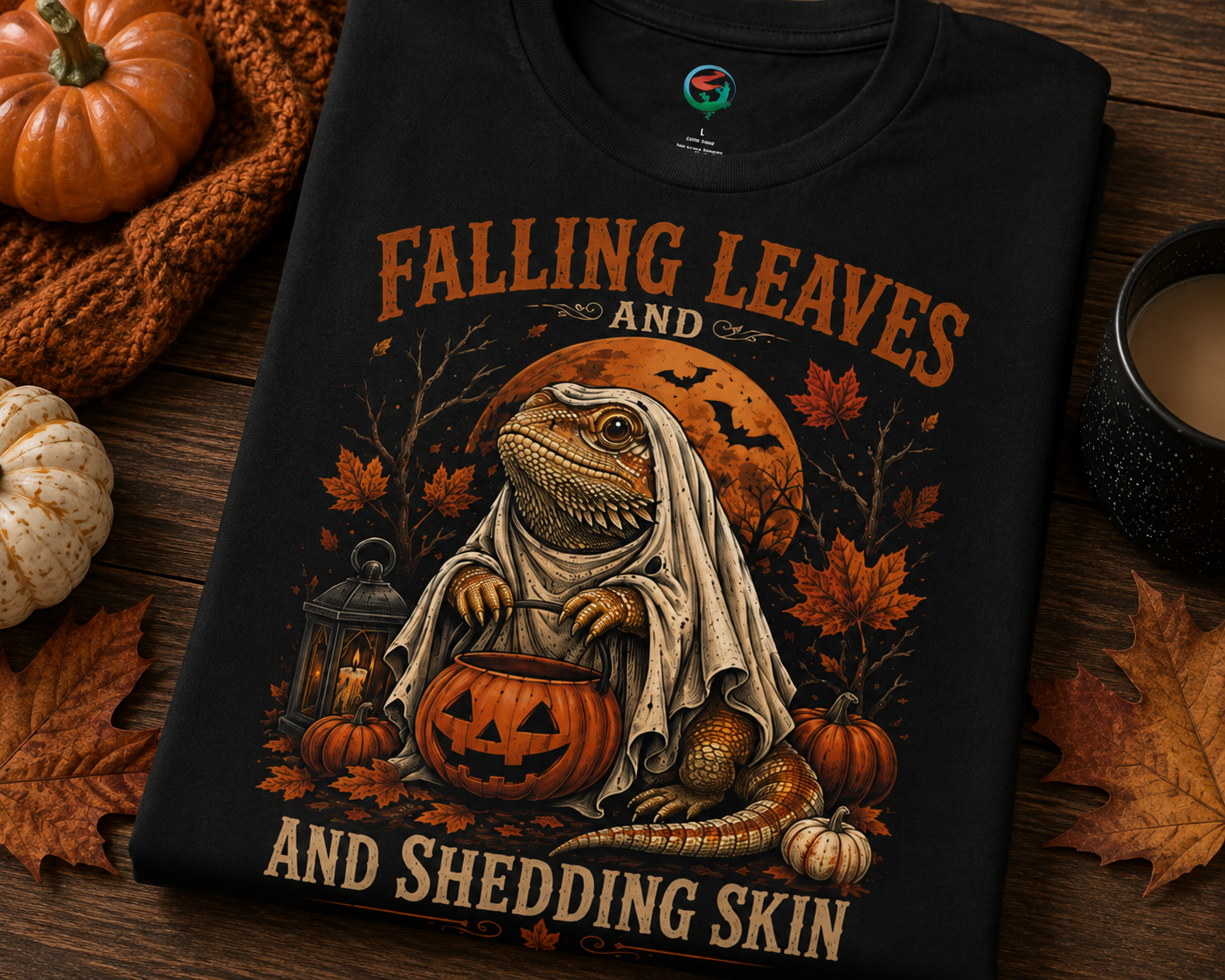 Falling Leaves and Shedding Skin Shirt | Funny Bearded Dragon Halloween Tee