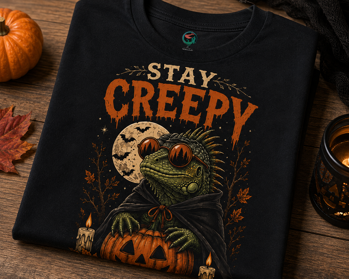 Stay Creepy Iguana Halloween Shirt | Funny Reptile Spooky Season Tee