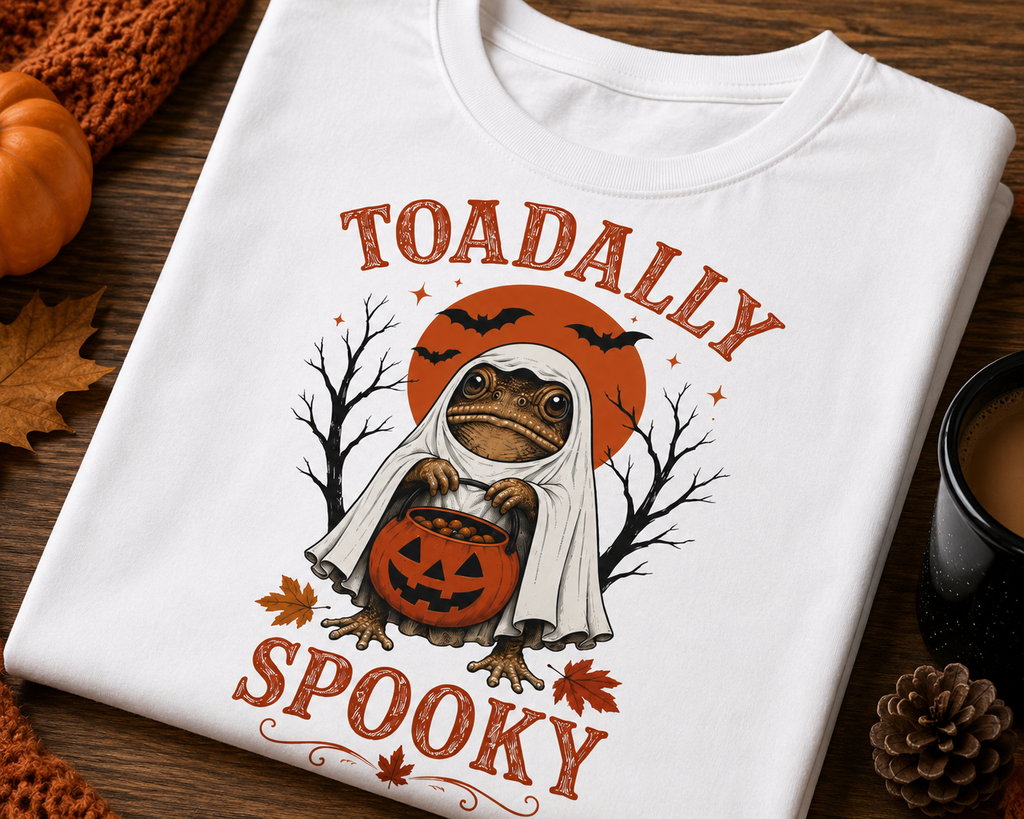 Toadally Spooky Shirt | Funny Halloween Toad Ghost Graphic Tee
