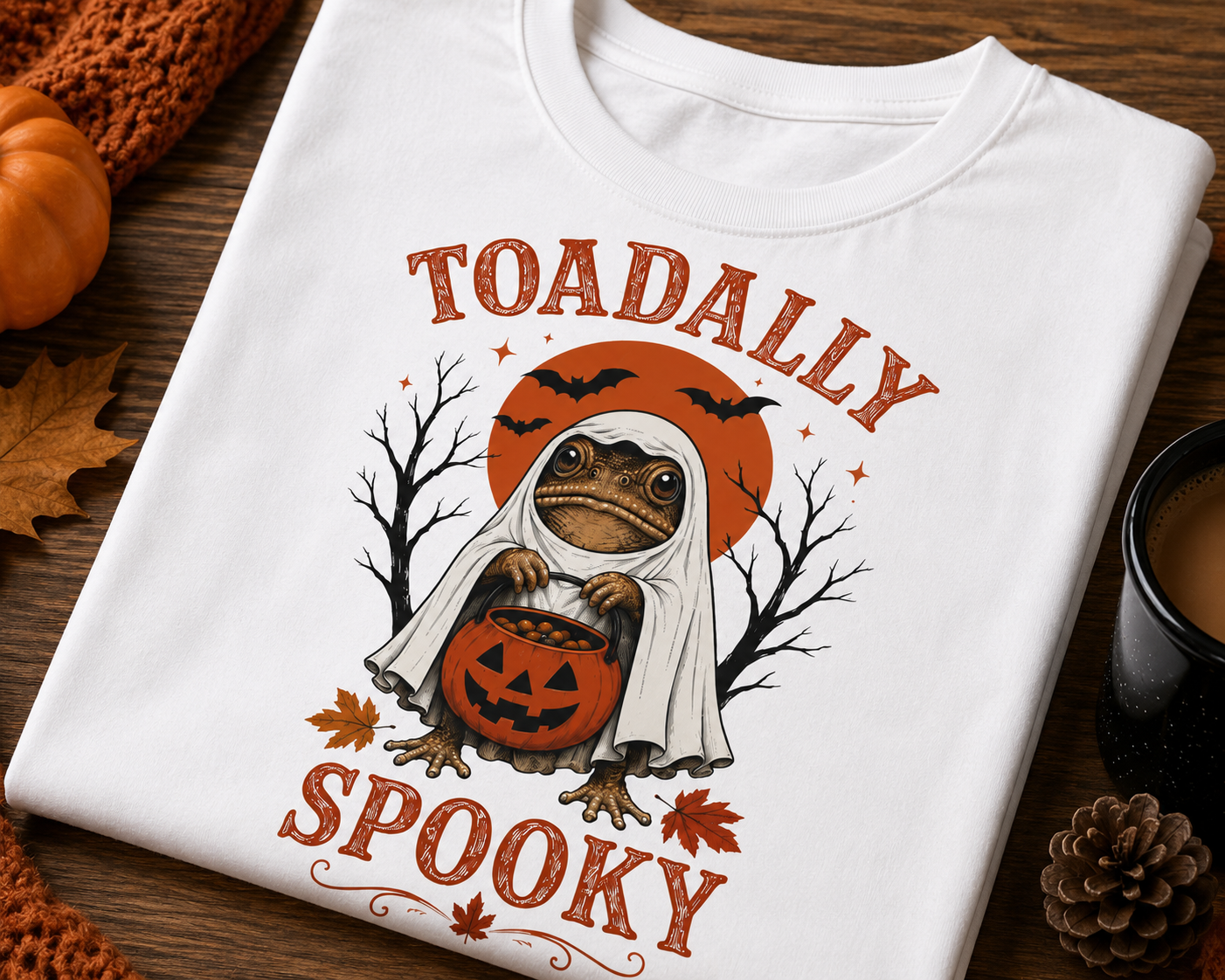 Toadally Spooky Shirt | Funny Halloween Toad Ghost Graphic Tee