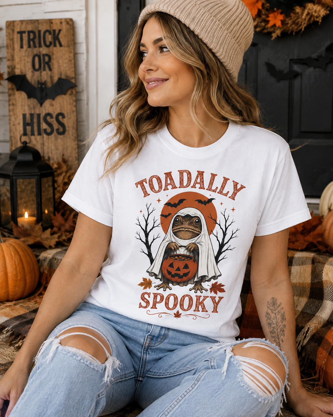 Toadally Spooky Shirt | Funny Halloween Toad Ghost Graphic Tee