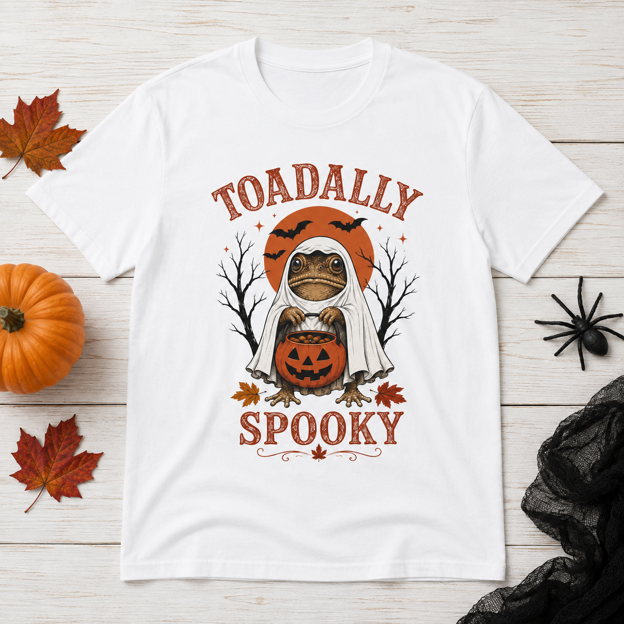 Toadally Spooky Shirt | Funny Halloween Toad Ghost Graphic Tee