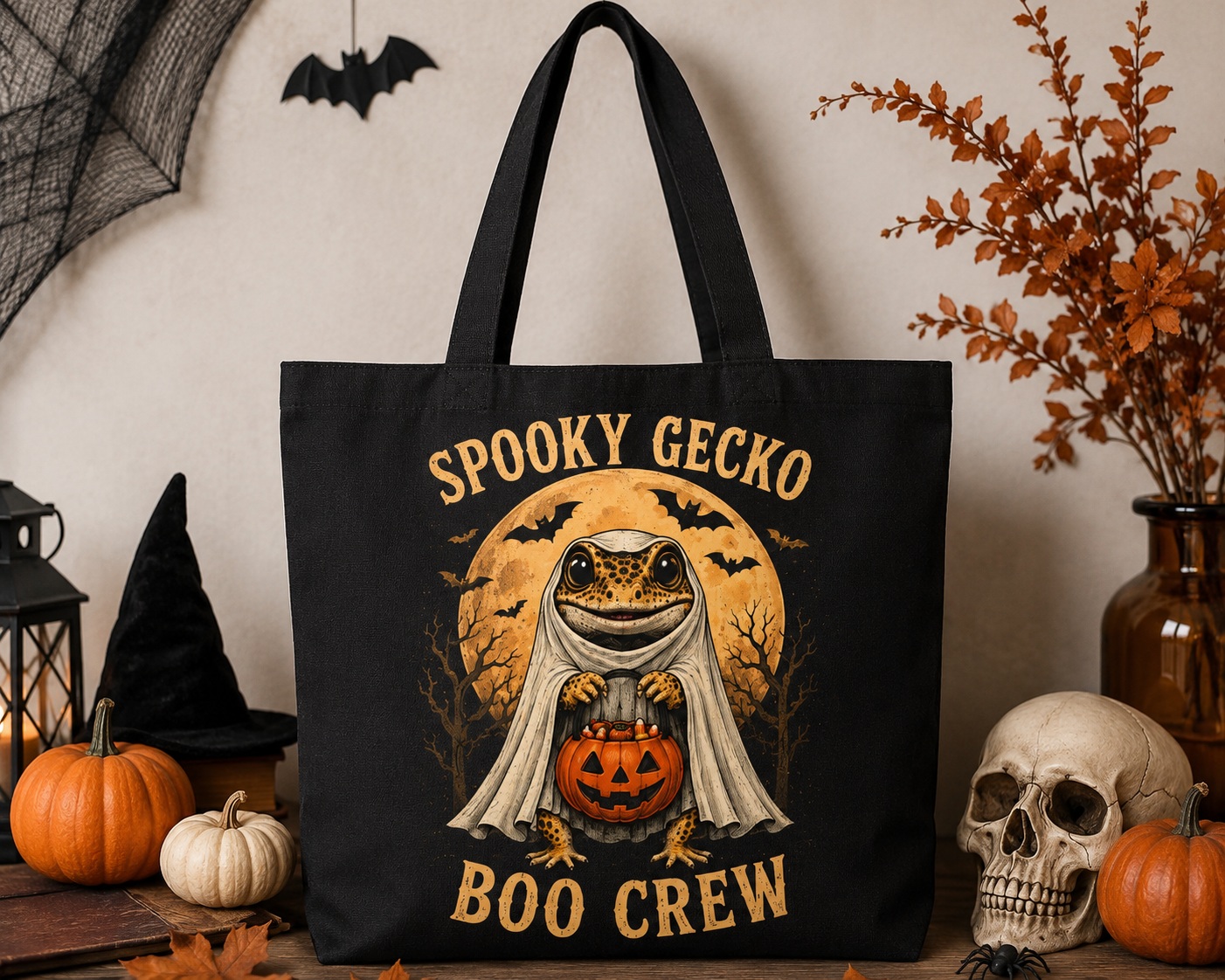 Spooky Gecko Boo Crew Tote Bag