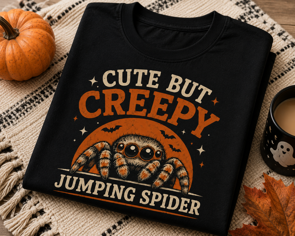 Cute But Creepy Jumping Spider T-Shirt — Funny Halloween Spider Tee