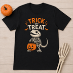 Trick or Treat Lizard Tee — Halloween Reptile Skeleton Pumpkin T-Shirt