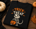 Trick or Treat Lizard Tee — Halloween Reptile Skeleton Pumpkin T-Shirt