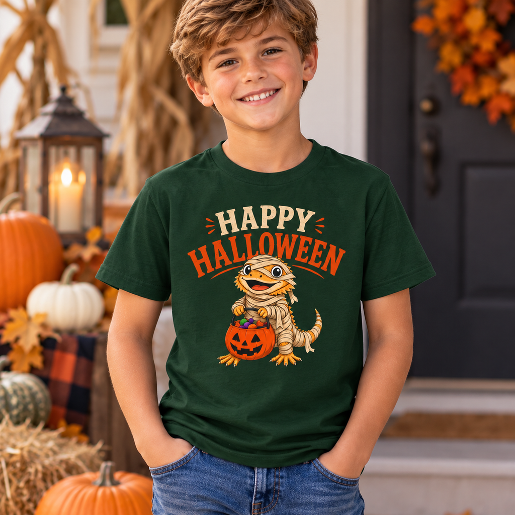 Kids "Happy Halloween" Bearded Dragon T-Shirt