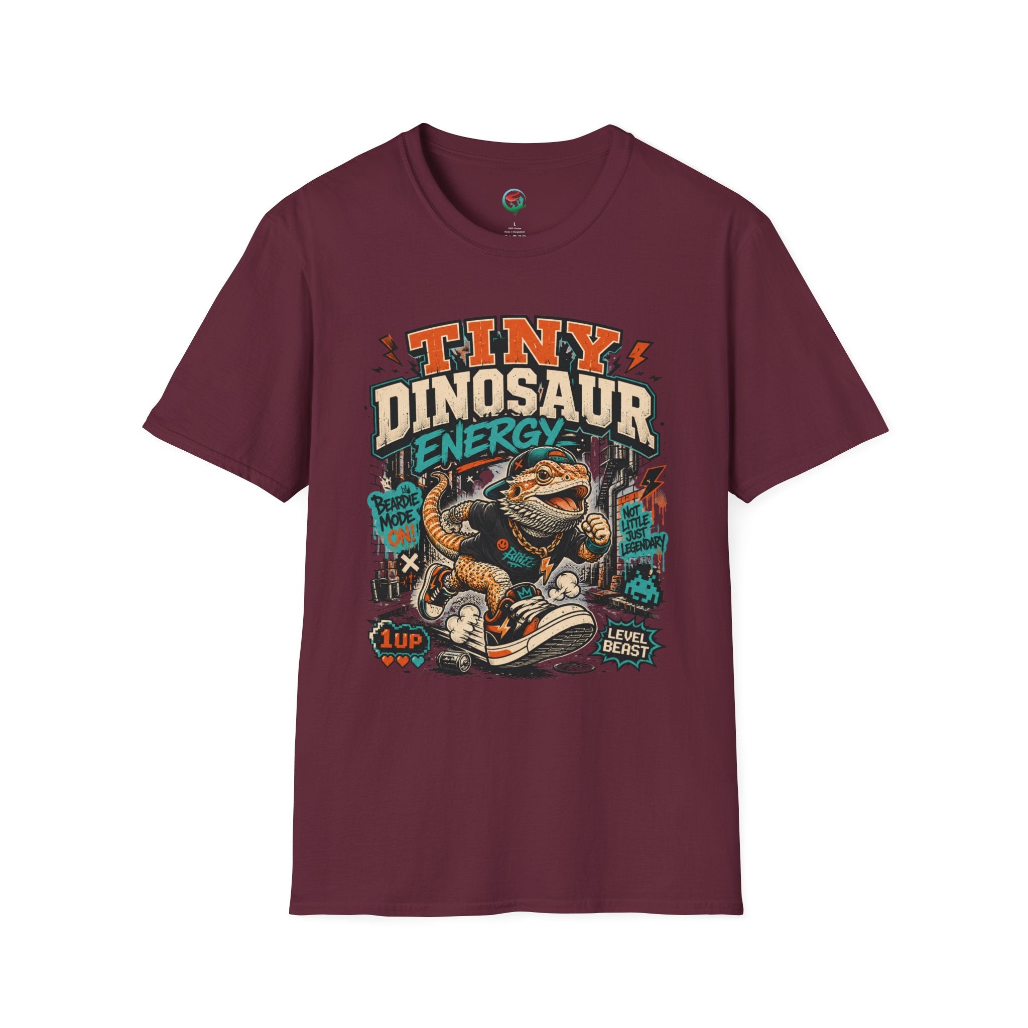 Tiny Dinosaur Energy Bearded Dragon Retro Graphic T-Shirt
