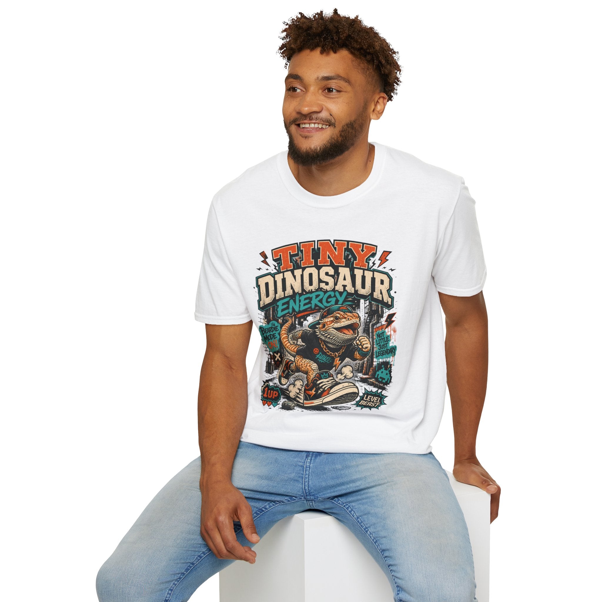 Tiny Dinosaur Energy Bearded Dragon Retro Graphic T-Shirt