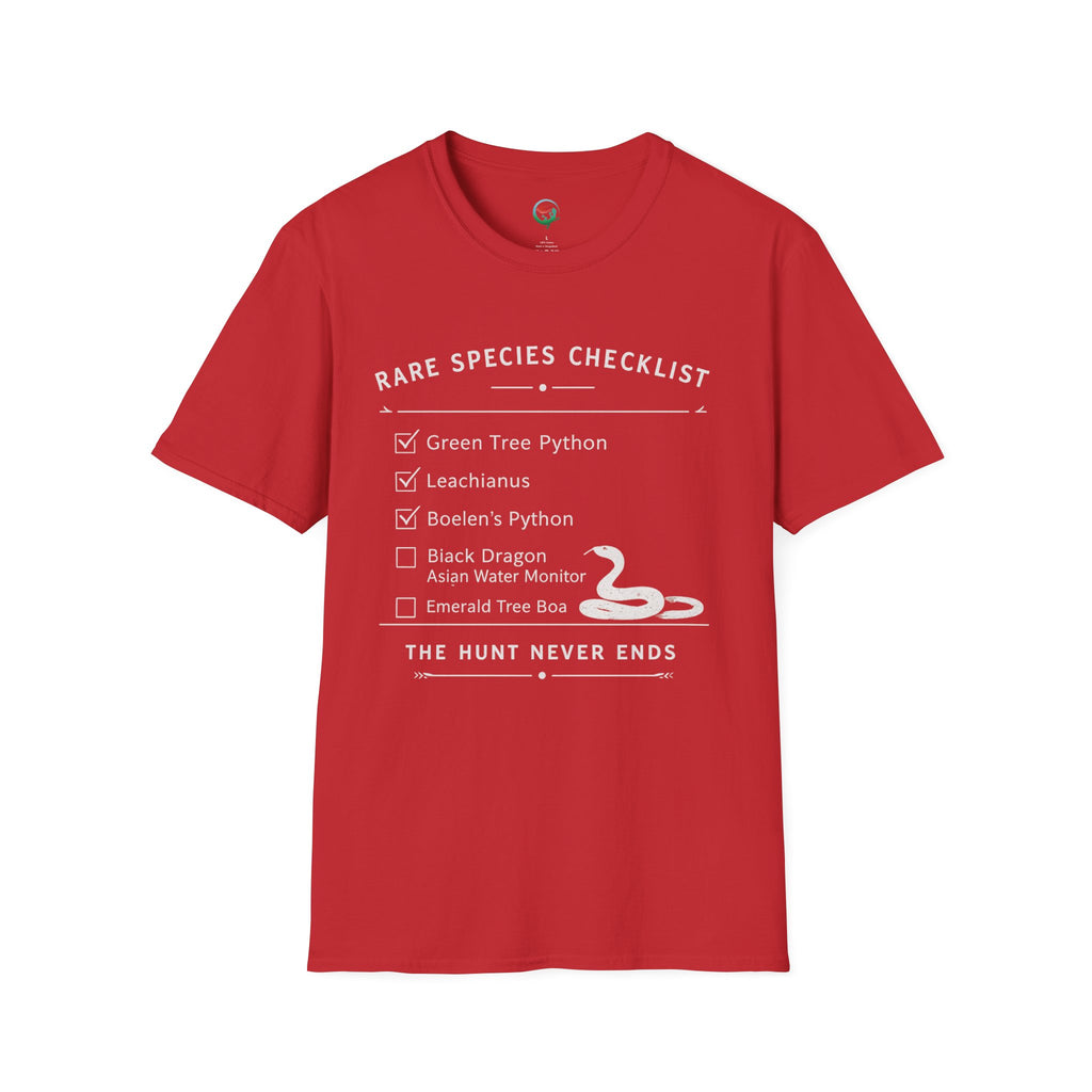 Rare Species Checklist – The Hunt Never Ends Reptile T-Shirt
