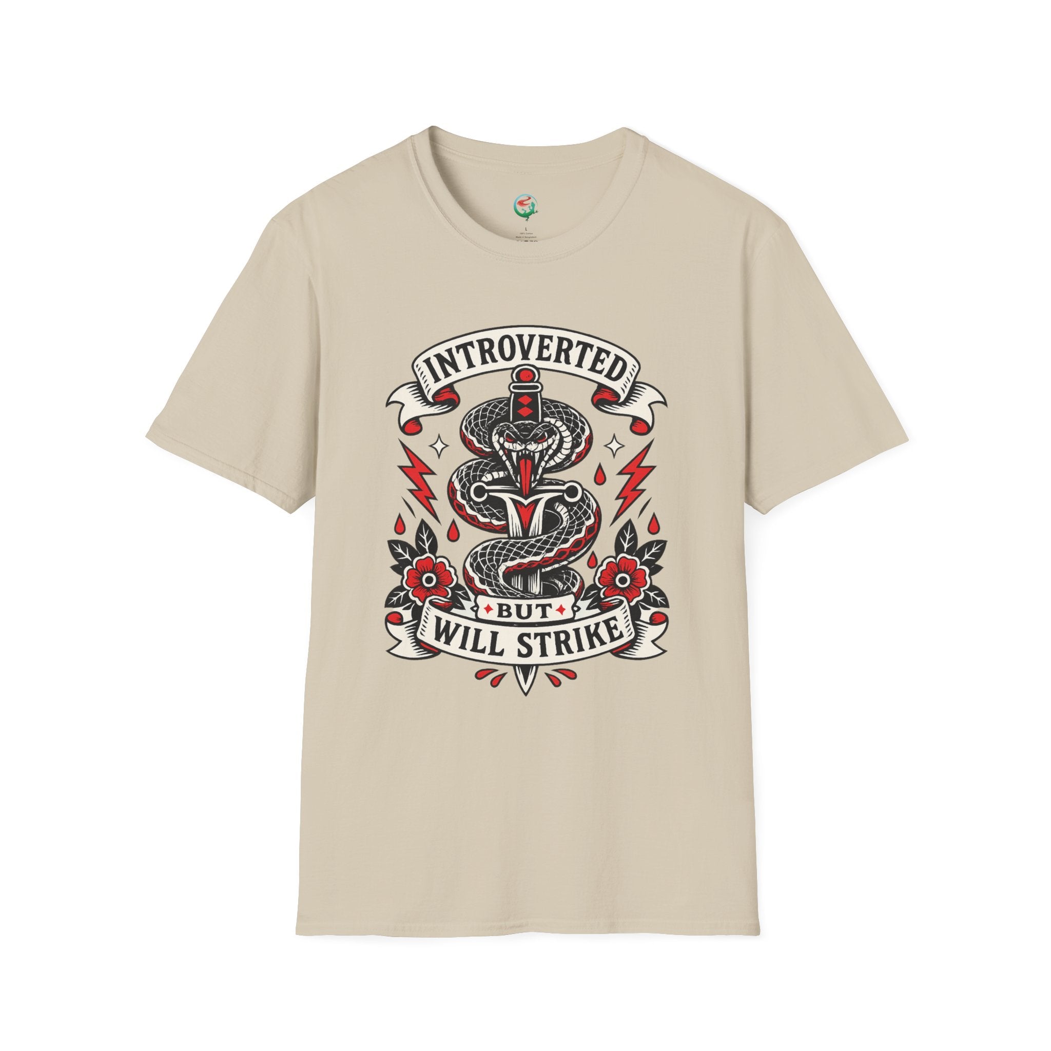 Introverted But Will Strike T-Shirt — Retro Snake Dagger Graphic Tee