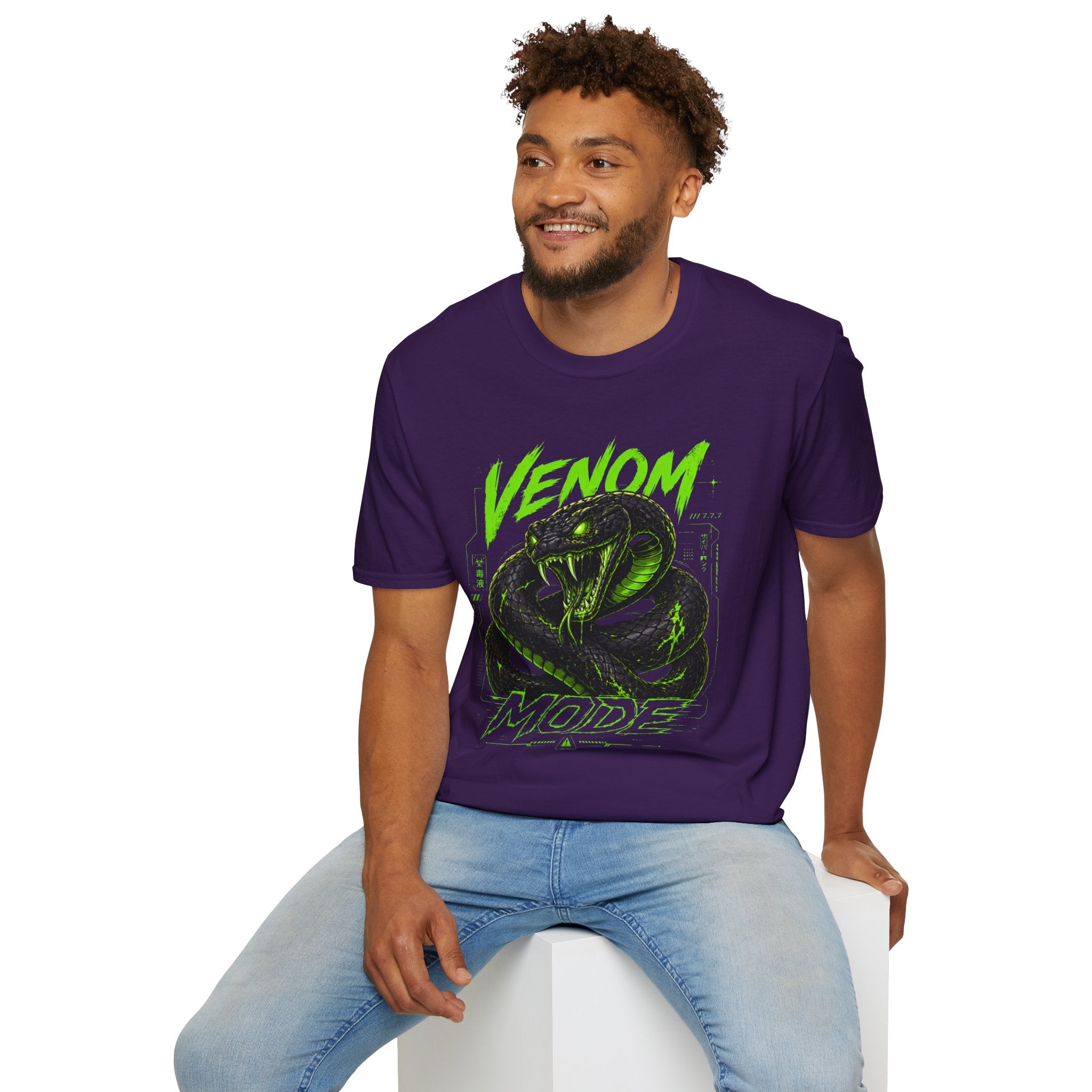 Venom Mode Graphic T-Shirt — Neon Green Snake Illustration