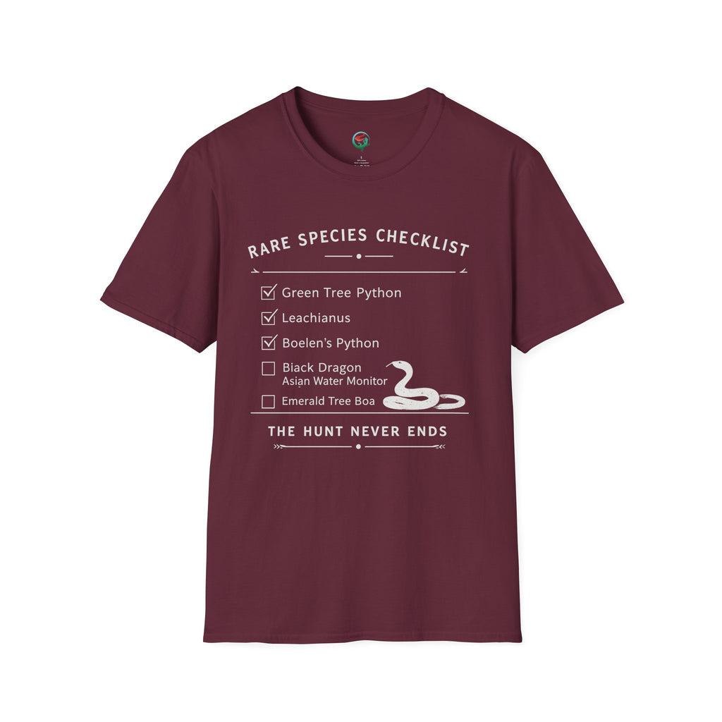 Rare Species Checklist – The Hunt Never Ends Reptile T-Shirt