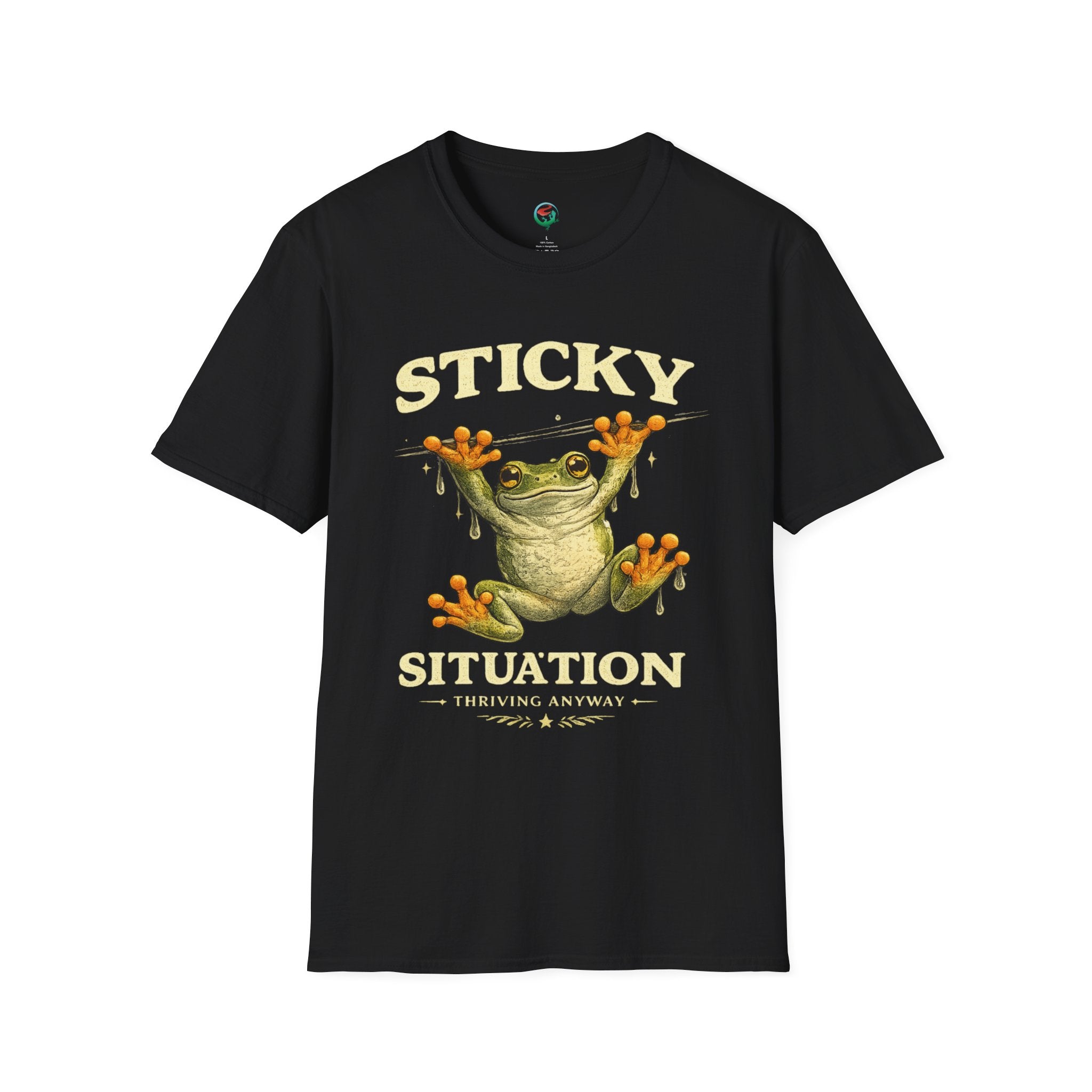 Sticky Situation – Thriving Anyway Frog Graphic T-Shirt