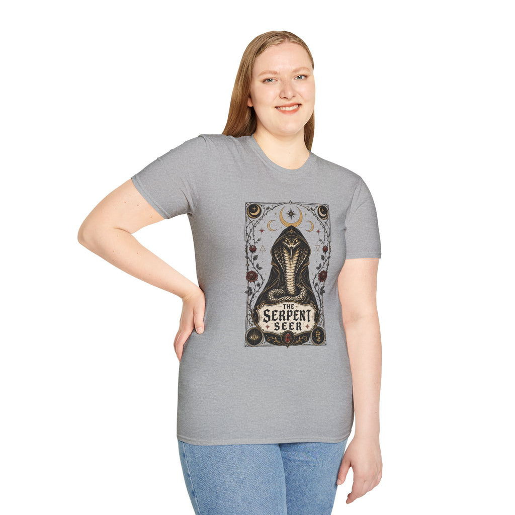 Serpent Seer T-Shirt — Mystical Cobra & Moon Phase Graphic Tee
