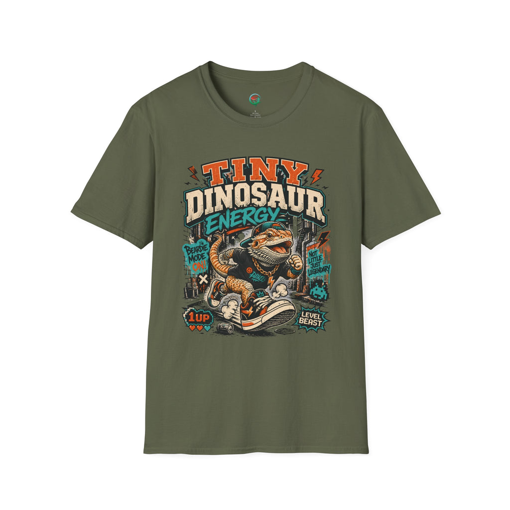 Tiny Dinosaur Energy Bearded Dragon Retro Graphic T-Shirt
