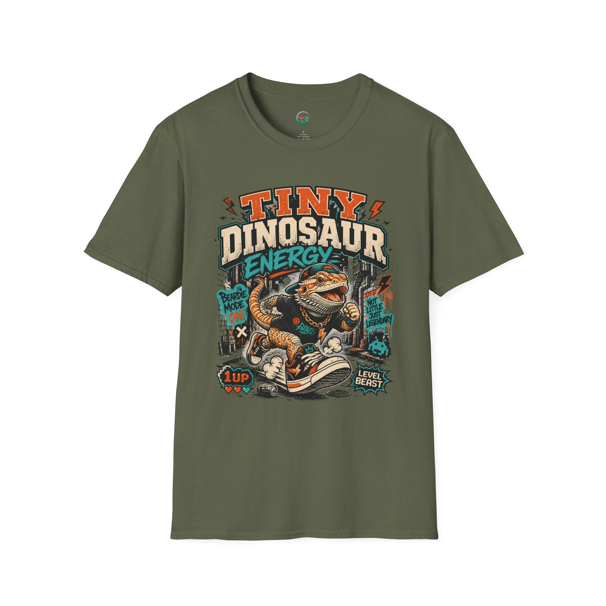 Tiny Dinosaur Energy Bearded Dragon Retro Graphic T-Shirt