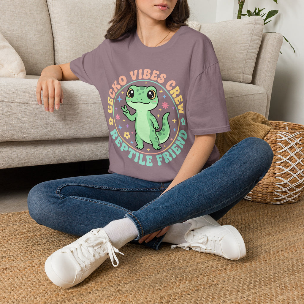 Gecko Vibes Crew T-Shirt — Cute Reptile Friend Graphic Tee