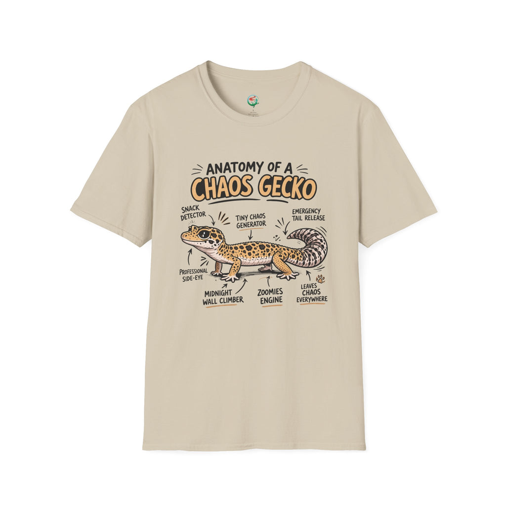 Chaos Gecko Anatomy T-Shirt — Funny Leopard Gecko Pet Owner Tee