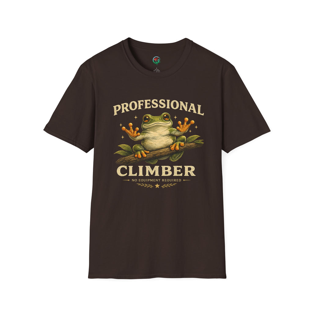 Professional Climber – No Equipment Required Tree Frog Graphic T-Shirt