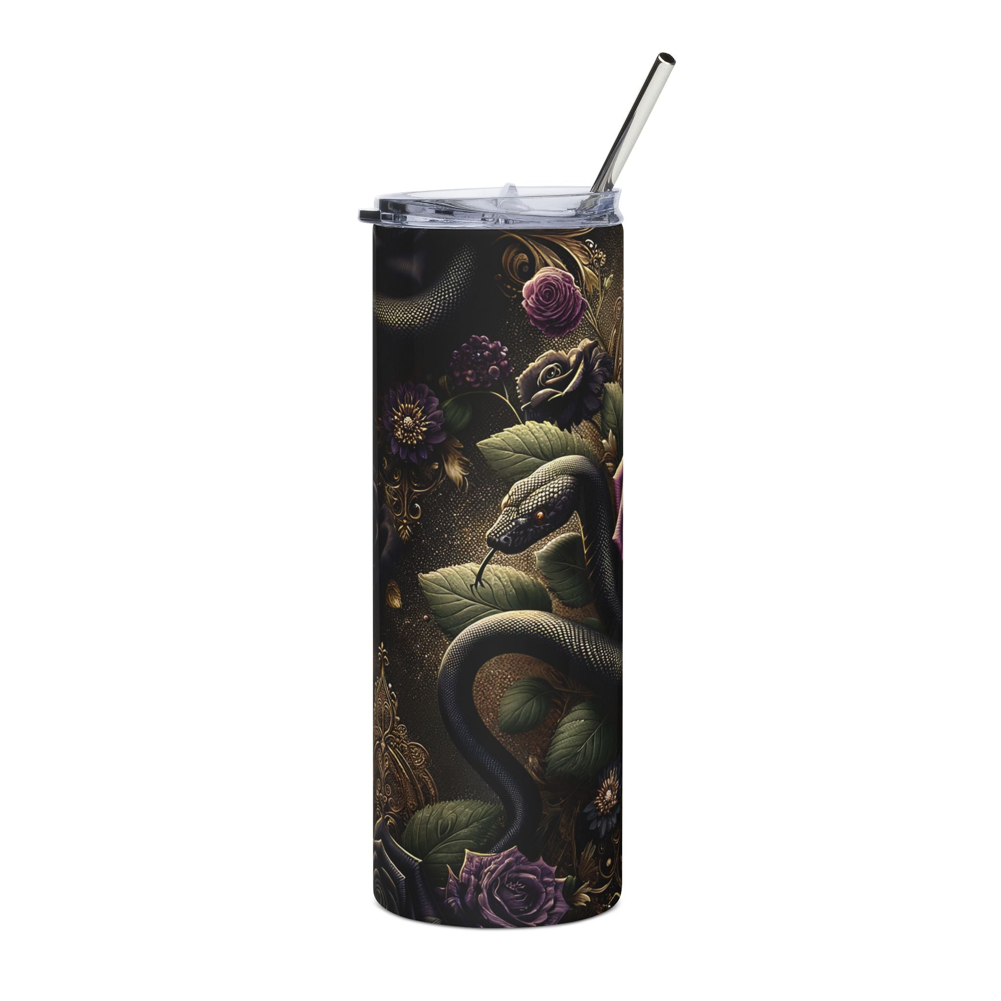 20oz Stainless Tumbler — Gothic Rose & Snake Insulated Travel Cup