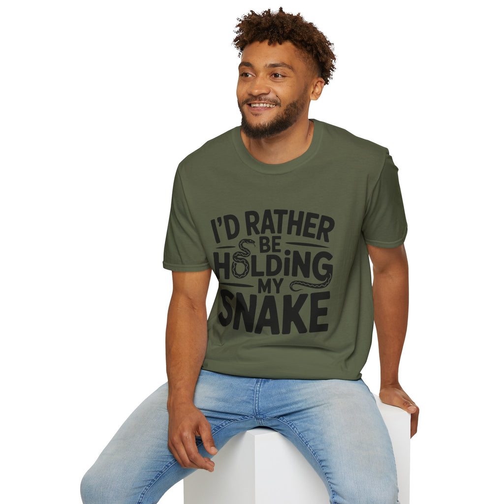 Snake Lover T-Shirt — "I'd Rather Be Holding My Snake" Graphic Tee