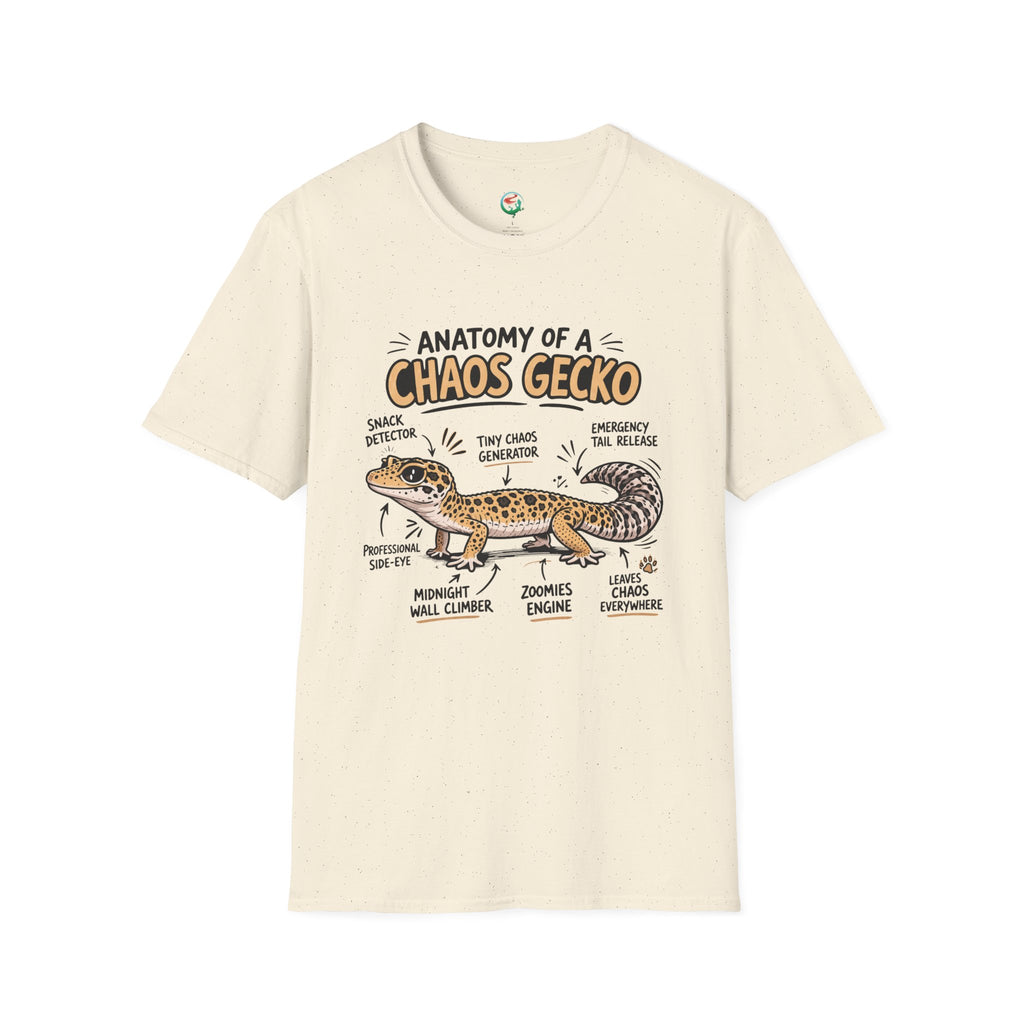 Chaos Gecko Anatomy T-Shirt — Funny Leopard Gecko Pet Owner Tee