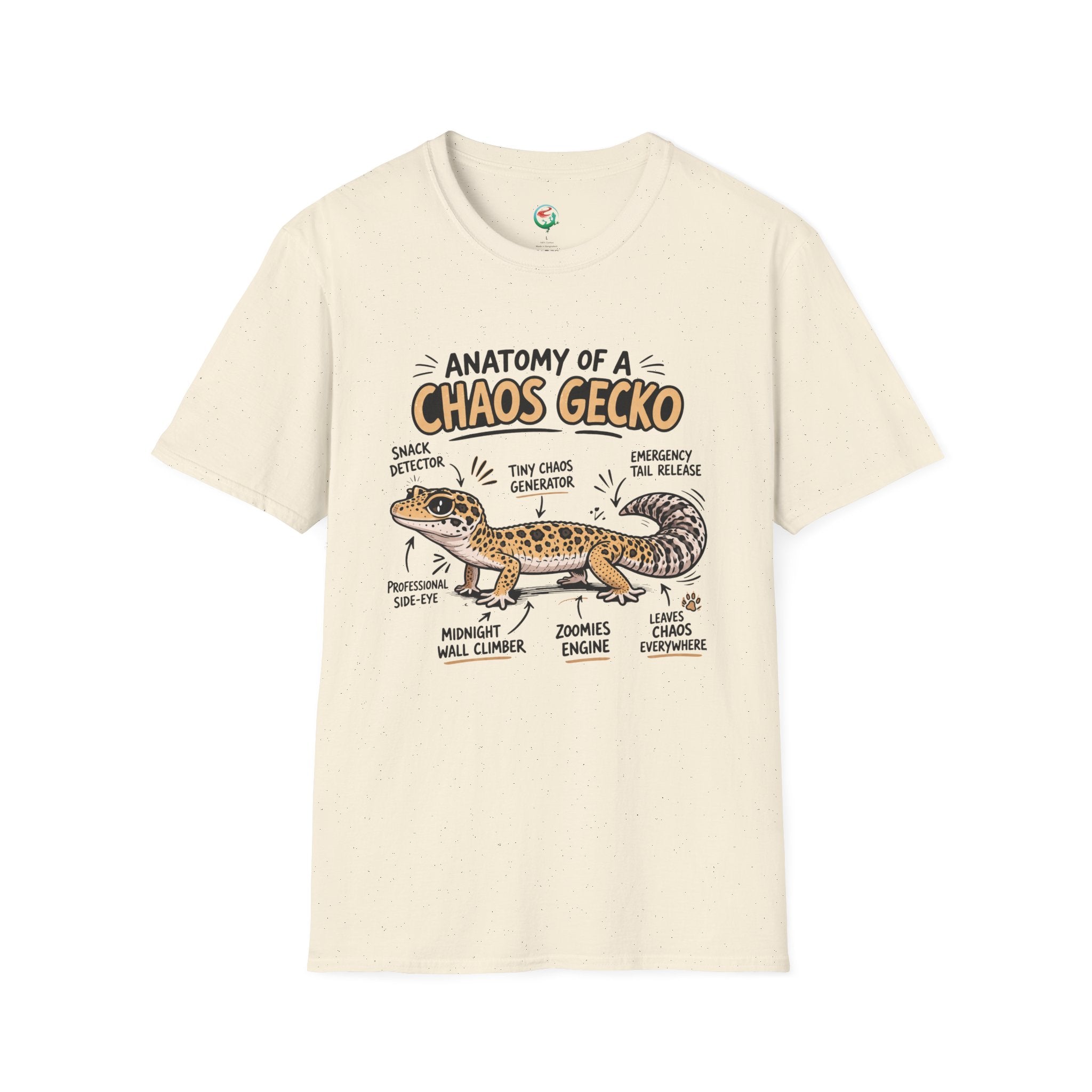 Chaos Gecko Anatomy T-Shirt — Funny Leopard Gecko Pet Owner Tee