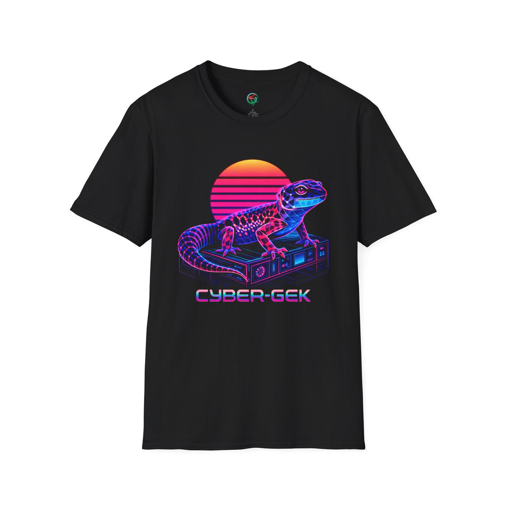 Cyber Gek Lizard Tee — Retro Neon Vaporwave Graphic T-Shirt
