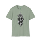 Snake and Dagger T-Shirt — Black Tattoo-Style Serpent Graphic Shirt