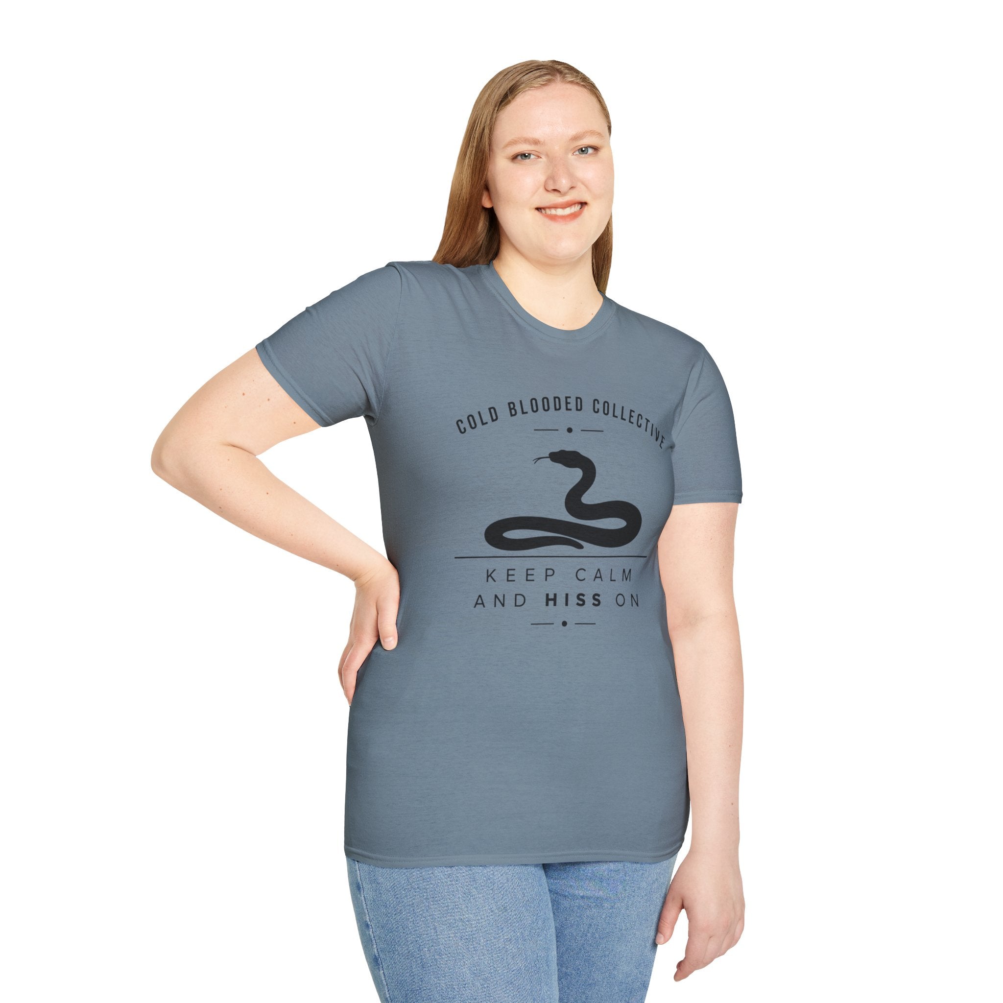 Cold Blooded Collective Snake T-Shirt — "Keep Calm and Hiss On" Graphic Tee