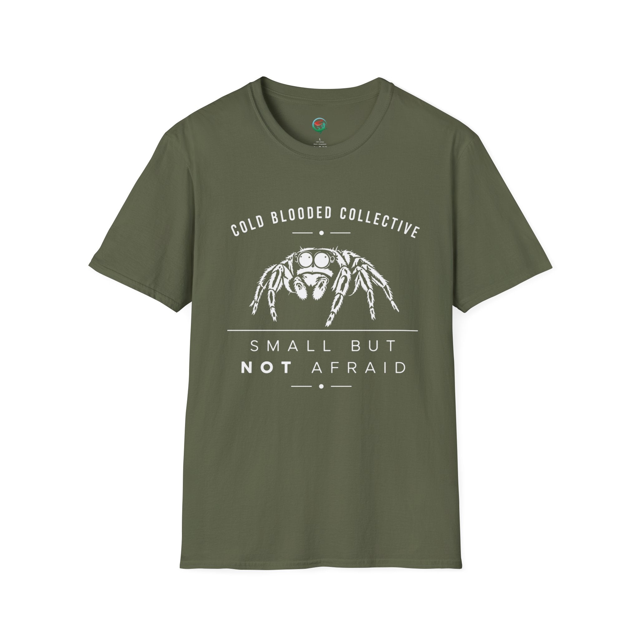 Jumping Spider T‑Shirt — "Cold Blooded Collective: Small But Not Afraid"