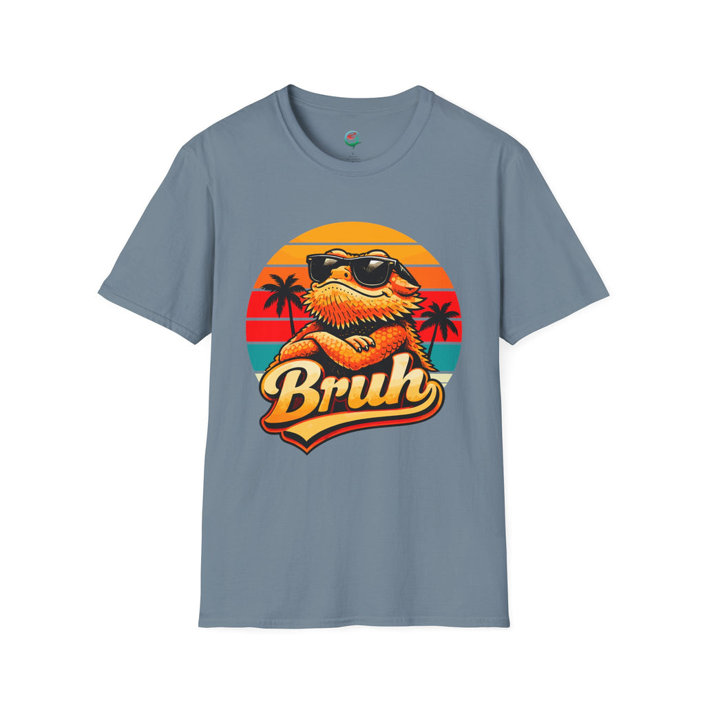 Bearded Dragon 'Bruh' Tee — Retro Sunset Lizard T-Shirt