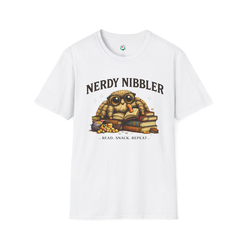Nerdy Nibbler – Read. Snack. Repeat. Jumping Spider Graphic T-Shirt