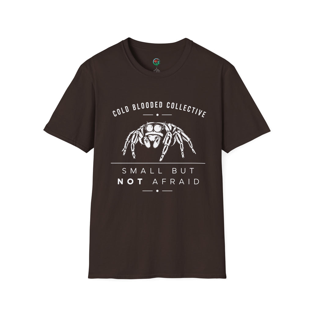 Jumping Spider T‑Shirt — "Cold Blooded Collective: Small But Not Afraid"