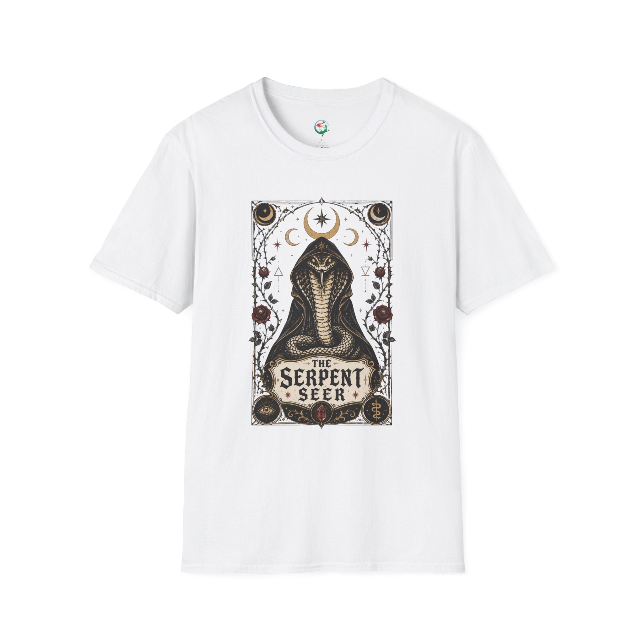 Serpent Seer T-Shirt — Mystical Cobra & Moon Phase Graphic Tee
