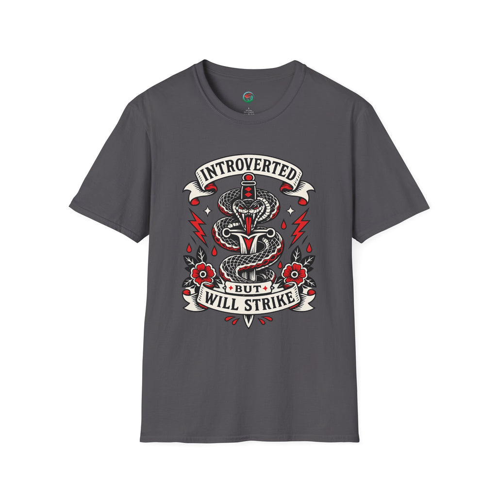 Introverted But Will Strike T-Shirt — Retro Snake Dagger Graphic Tee