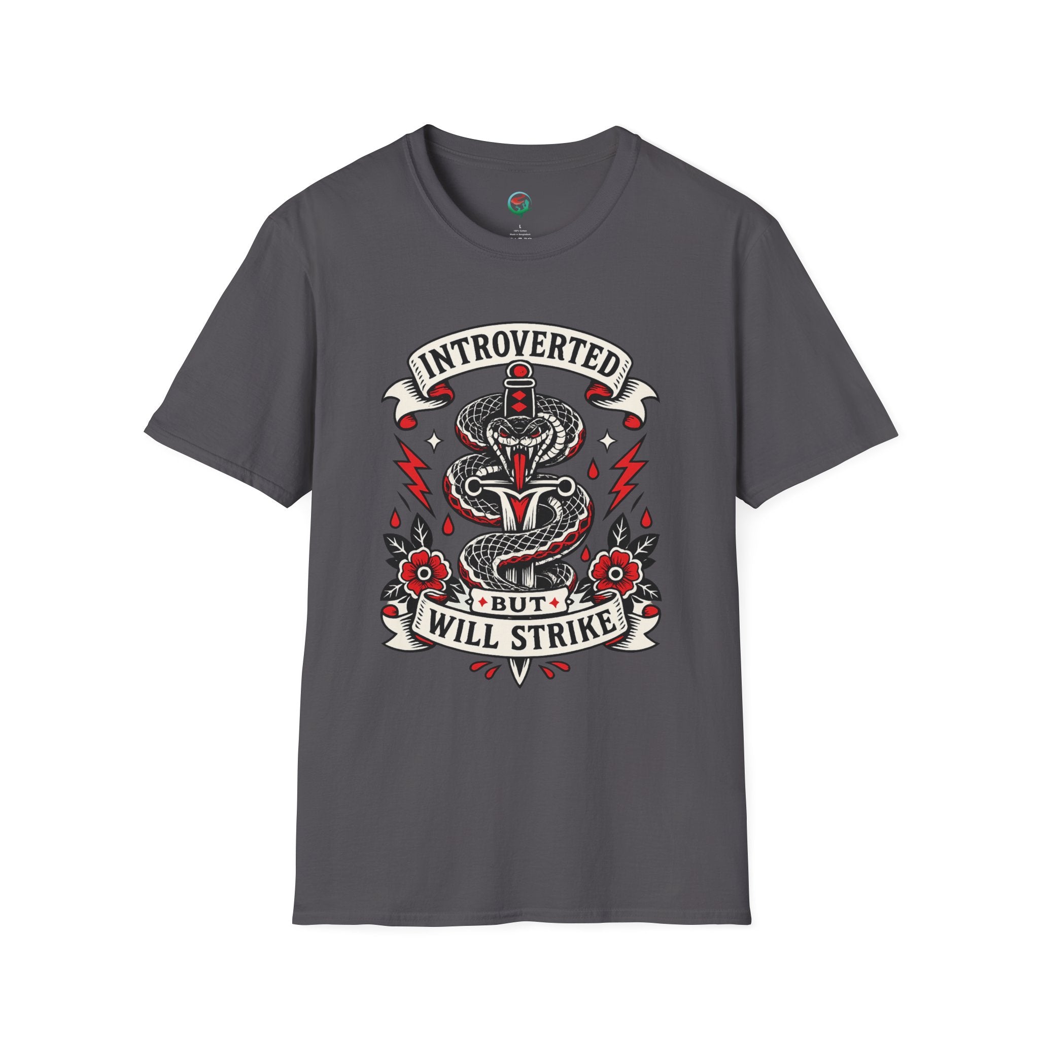 Introverted But Will Strike T-Shirt — Retro Snake Dagger Graphic Tee