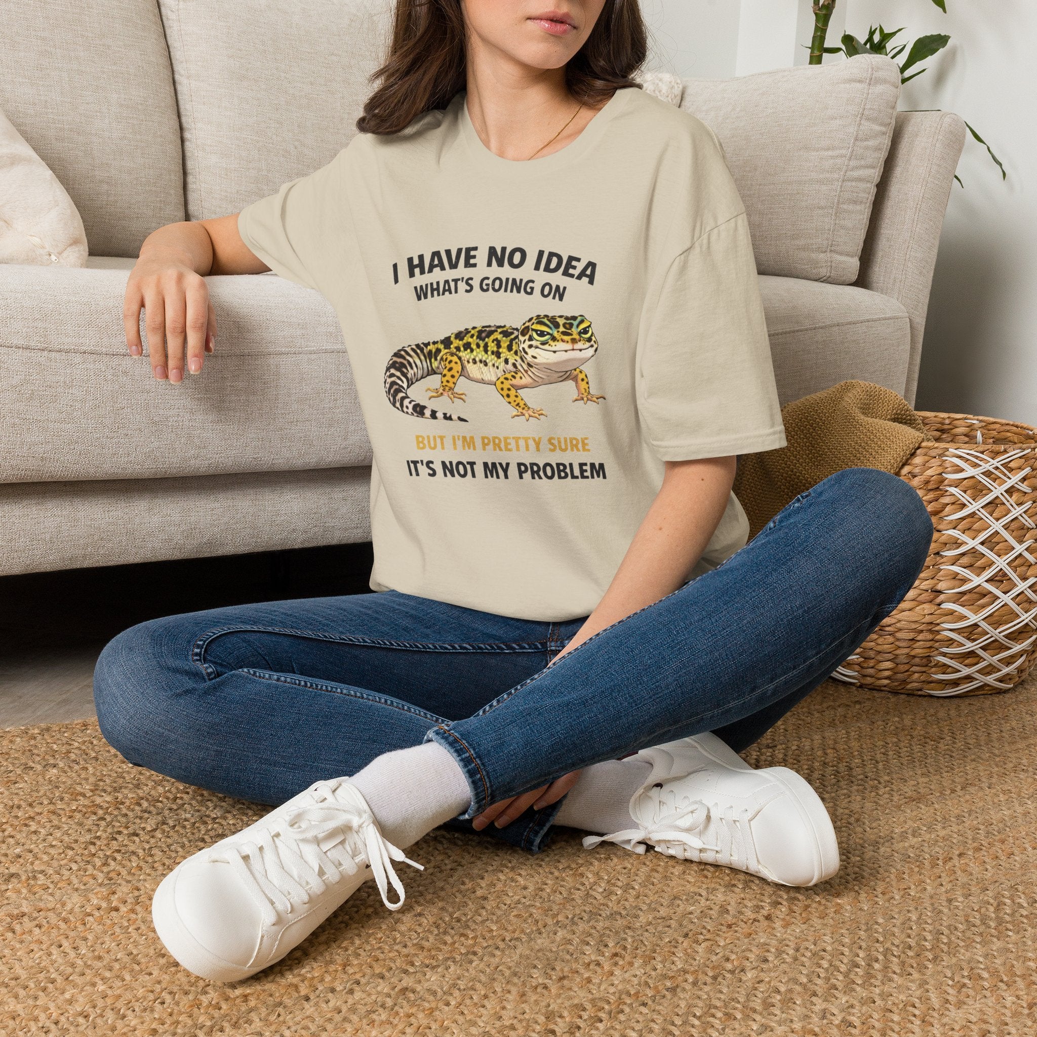 Leopard Gecko Graphic Tee — "I Have No Idea What's Going On" Funny Lizard T-Shirt