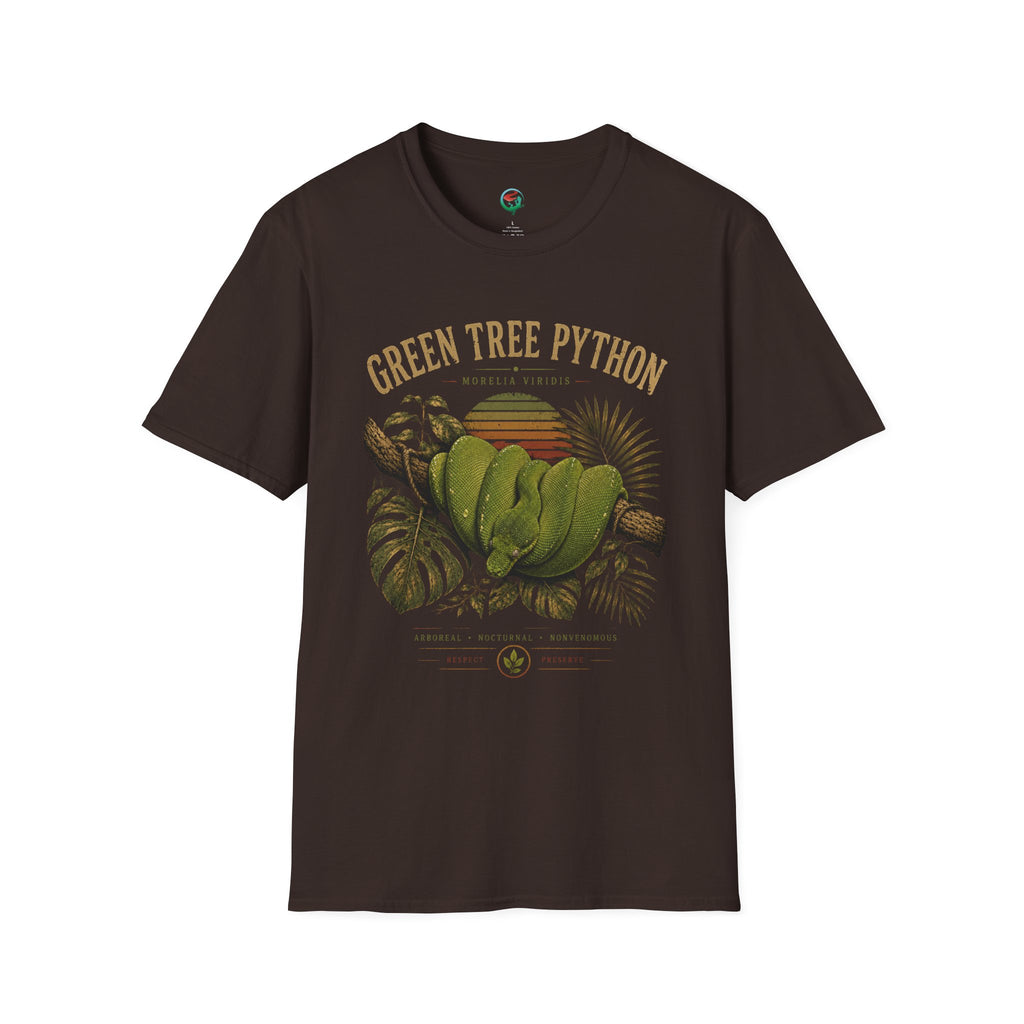 Green Tree Python T-Shirt — Vintage Jungle Reptile Graphic Tee