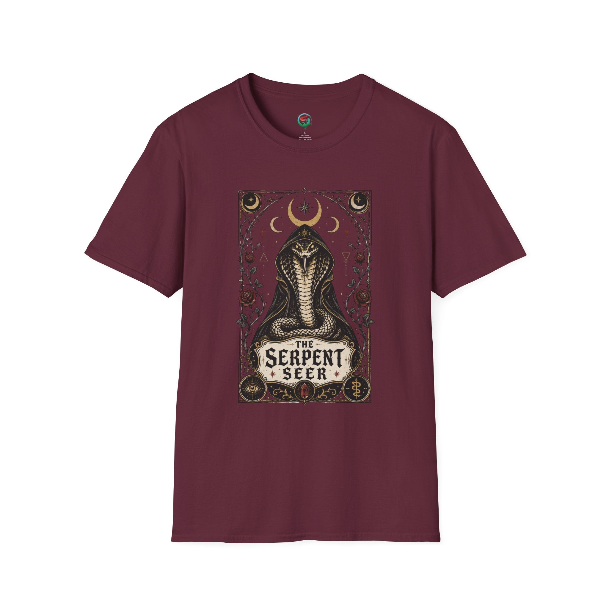 Serpent Seer T-Shirt — Mystical Cobra & Moon Phase Graphic Tee